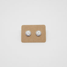 Cone shaped Rhinestone studs with trim of tiny white crystals with 925 Sterling Silver back