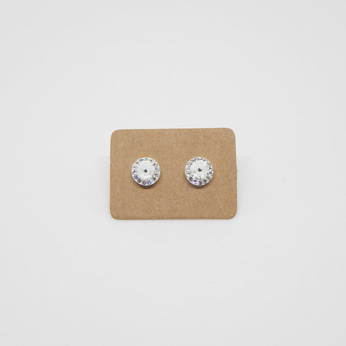 Cone shaped Rhinestone studs with trim of tiny white crystals with 925 Sterling Silver back