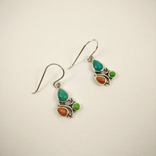 Two drop stones and round semi-precious gemstone Earrings set in 925 Sterling Silver