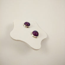 925 Sterling Silver Stud Earrings with Silver trim and with half Dome in semi-precious gemstones