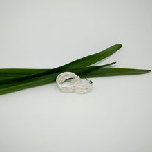 Wavey brushed and polished 925 Sterling Silver Ear Hoops