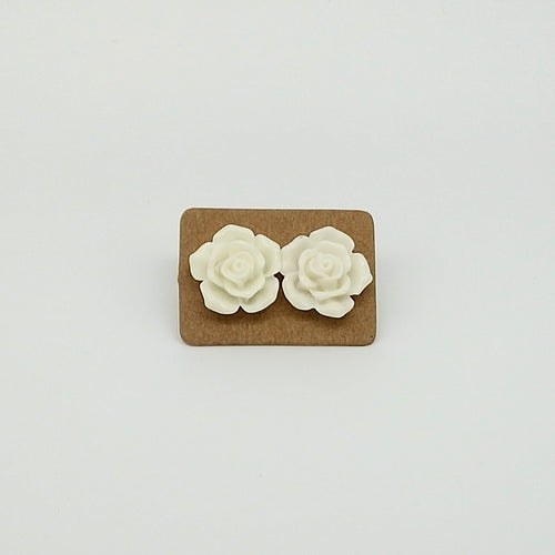 Medium Rose Flower on 925 solid Sterling Silver studs