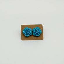 Medium Rose Flower on 925 solid Sterling Silver studs